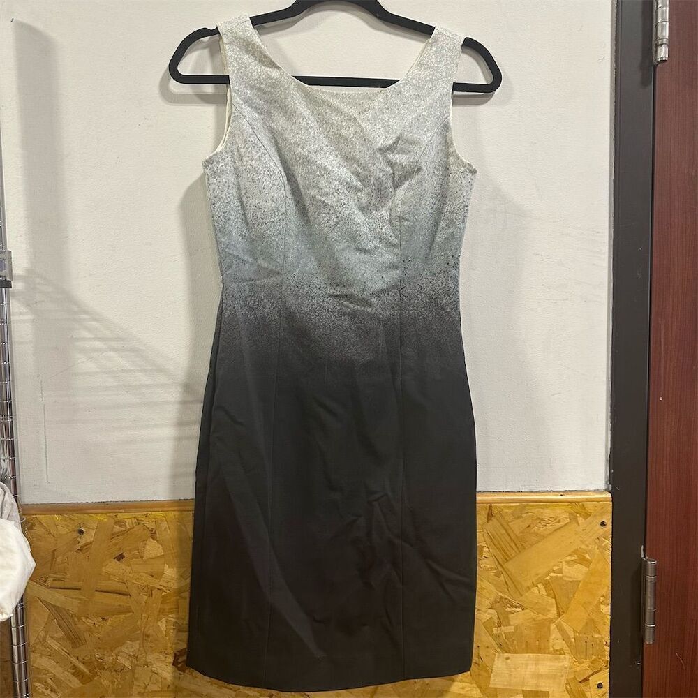 Nwt Banana Republic Women's Sheath Dress Size 0 Black White Ombr Knee Length
